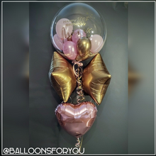 Load image into Gallery viewer, Deco Bubble 24" Clear LUXE HEARTS & STARS - Personalised CHROME lettering