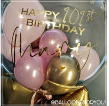 Load image into Gallery viewer, Deco Bubble 24" Clear LUXE HEARTS & STARS - Personalised CHROME lettering