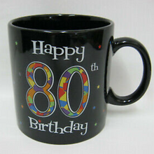 Load image into Gallery viewer, JUMBO Mug - Boxed. 20oz Black Happy Birthday (Various Ages)