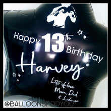 Load image into Gallery viewer, Giant Star Balloon BLACK 36" - Personalised STANDARD colour lettering