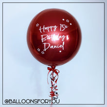 Load image into Gallery viewer, Orb Balloon 15" Red - Personalised STANDARD colour lettering