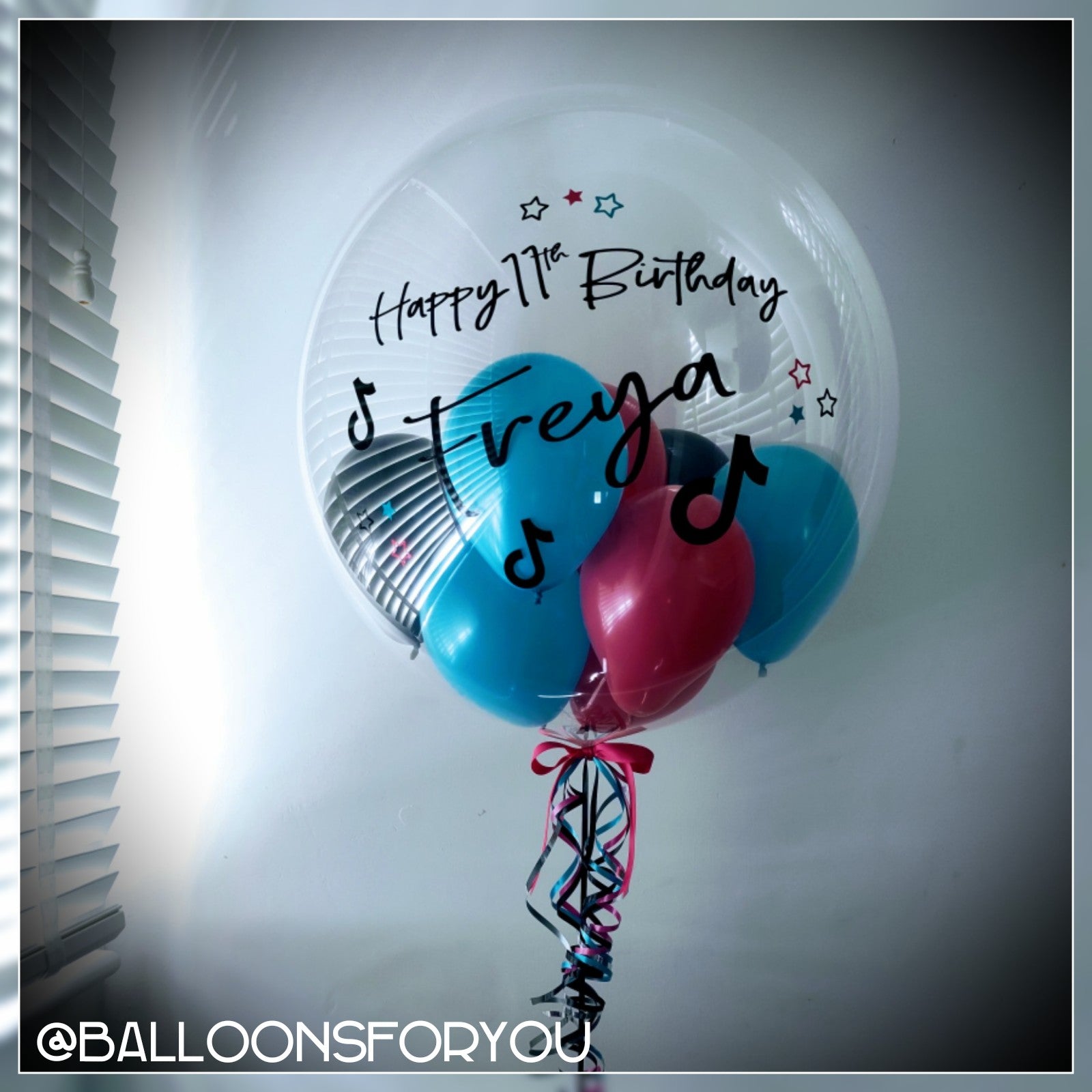 'TIK TOK' Deco Bubble 24" Clear Personalised BalloonsforyouUK™