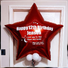 Load image into Gallery viewer, Giant Star Balloon RED 36" - Personalised STANDARD colour lettering