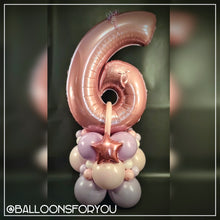 Load image into Gallery viewer, Single Number Stack - Jumbo PASTEL PINK, Foil Star/Heart & Ribbon