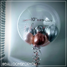 Load image into Gallery viewer, Deco Bubble 24" Clear - Personalised CHROME lettering