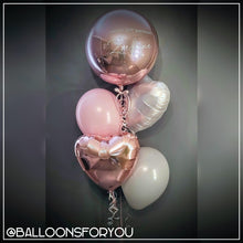 Load image into Gallery viewer, Orb FIVE Balloon Cluster - VARIOUS COLOURS Personalised STANDARD colour lettering