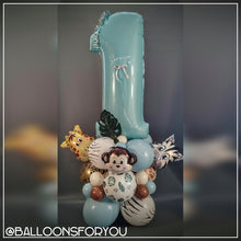 Load image into Gallery viewer, Single Number Stack - Jumbo PASTEL BLUE (TEAL) JUNGLE Theme