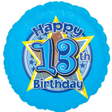 Load image into Gallery viewer, 13th / Teenager Blue Foil Helium Balloon 18"