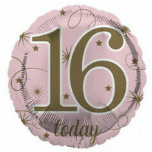 Load image into Gallery viewer, 13th - 100th Birthday Pink & Gold Foil Helium Balloon 18"