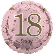 Load image into Gallery viewer, 13th - 100th Birthday Pink & Gold Foil Helium Balloon 18"