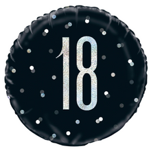 Load image into Gallery viewer, 13th - 100th Birthday Black Glitz Foil Helium Balloon 18"
