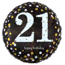 Load image into Gallery viewer, 13th - 100th Birthday Black & Gold Dot Foil Helium Balloon 18"