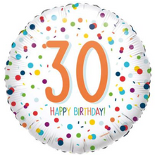 Load image into Gallery viewer, 13th - 100th Birthday Multi Dot Foil Helium Balloon 18"