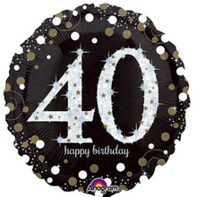 Load image into Gallery viewer, 13th - 100th Birthday Black & Gold Dot Foil Helium Balloon 18"