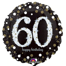 Load image into Gallery viewer, 13th - 100th Birthday Black & Gold Dot Foil Helium Balloon 18"