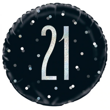Load image into Gallery viewer, 13th - 100th Birthday Black Glitz Foil Helium Balloon 18"