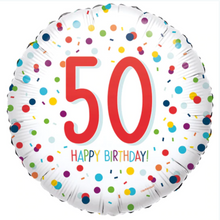 Load image into Gallery viewer, 13th - 100th Birthday Multi Dot Foil Helium Balloon 18"
