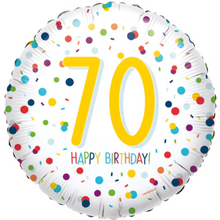Load image into Gallery viewer, 13th - 100th Birthday Multi Dot Foil Helium Balloon 18"