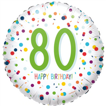 Load image into Gallery viewer, 13th - 100th Birthday Multi Dot Foil Helium Balloon 18"
