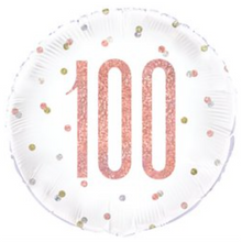 Load image into Gallery viewer, 13th - 100th Birthday Rose Gold Glitz Foil Helium Balloon 18"