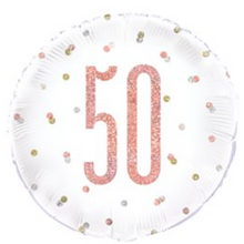 Load image into Gallery viewer, 13th - 100th Birthday Rose Gold Glitz Foil Helium Balloon 18"