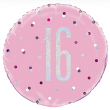 Load image into Gallery viewer, 13th - 100th Birthday Pink Glitz Foil Helium Balloon 18"