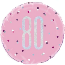 Load image into Gallery viewer, 13th - 100th Birthday Pink Glitz Foil Helium Balloon 18"