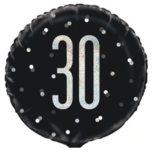 Load image into Gallery viewer, 13th - 100th Birthday Black Glitz Foil Helium Balloon 18"