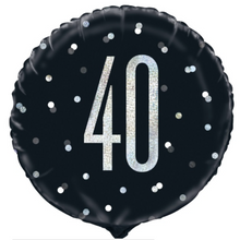 Load image into Gallery viewer, 13th - 100th Birthday Black Glitz Foil Helium Balloon 18"