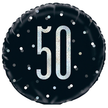 Load image into Gallery viewer, 13th - 100th Birthday Black Glitz Foil Helium Balloon 18"