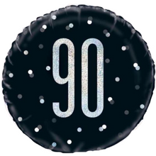 Load image into Gallery viewer, 13th - 100th Birthday Black Glitz Foil Helium Balloon 18"