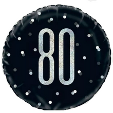 Load image into Gallery viewer, 13th - 100th Birthday Black Glitz Foil Helium Balloon 18"