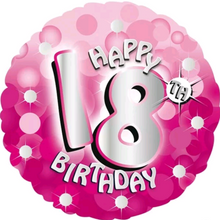 Load image into Gallery viewer, 13th - 100th Birthday Pink Foil Helium Balloon 18"
