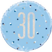 Load image into Gallery viewer, 13th - 100th Birthday Blue Foil Helium Balloon 18"