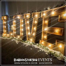 Load image into Gallery viewer, Rustic 4ft Light-Up &quot;LOVE&quot; letters (Hire)
