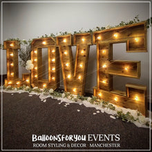 Load image into Gallery viewer, Rustic 4ft Light-Up &quot;LOVE&quot; letters (Hire)
