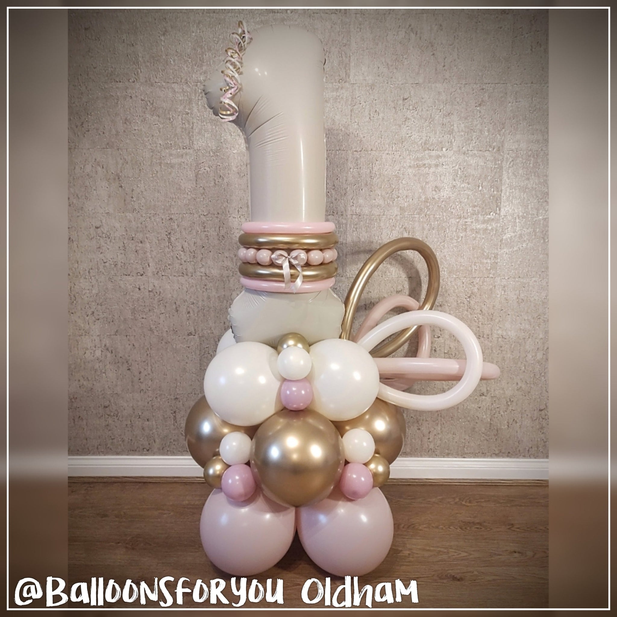 1st Birthday Number Stack Nude with PINK or BLUE – BalloonsforyouUK™