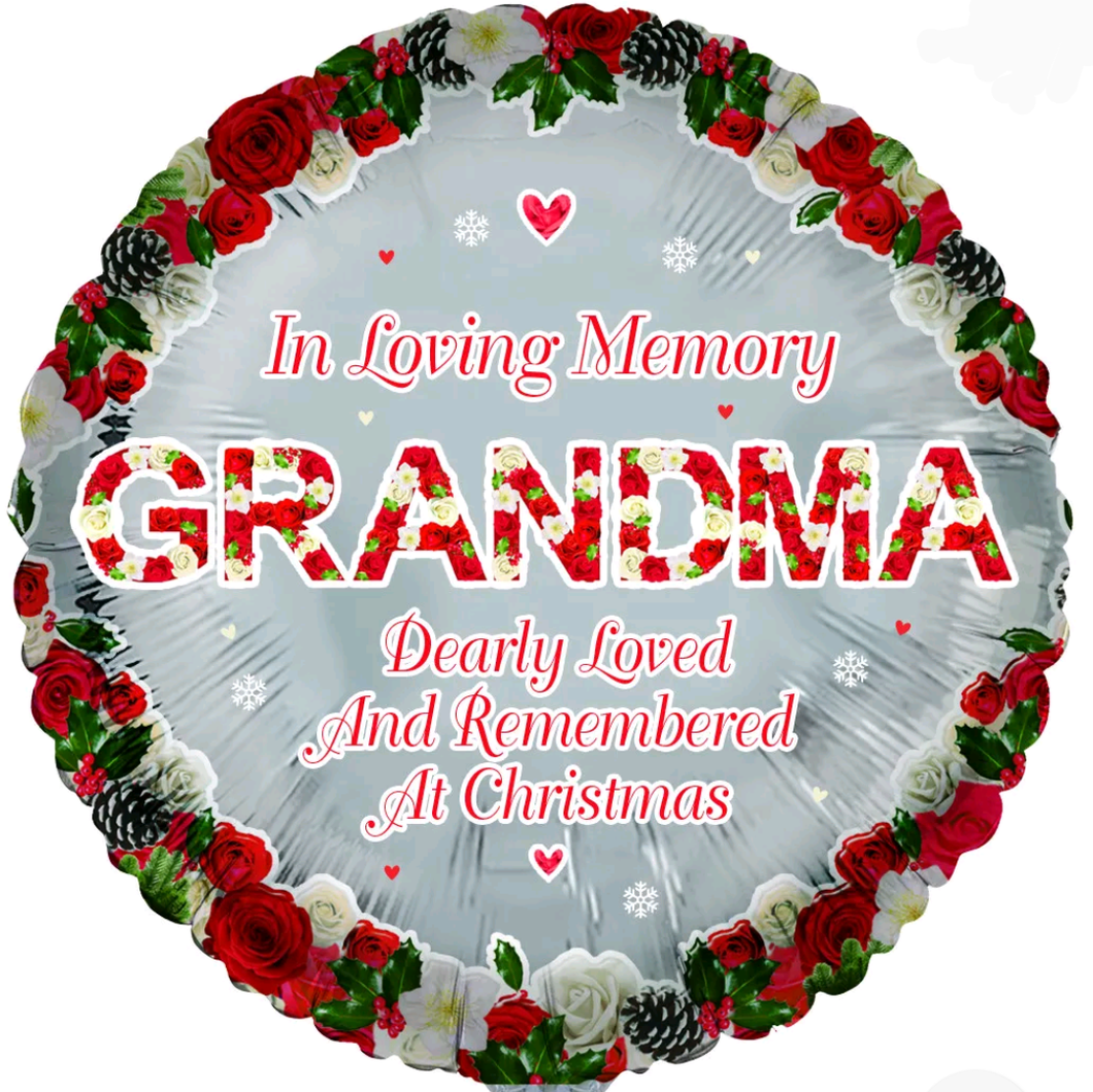 In Loving Memory 'Grandma' at Christmas Foil Helium Balloon 18