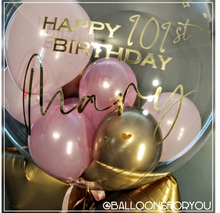 Load image into Gallery viewer, Deco Bubble 24&quot; Clear LUXE HEARTS &amp; STARS - Personalised CHROME lettering
