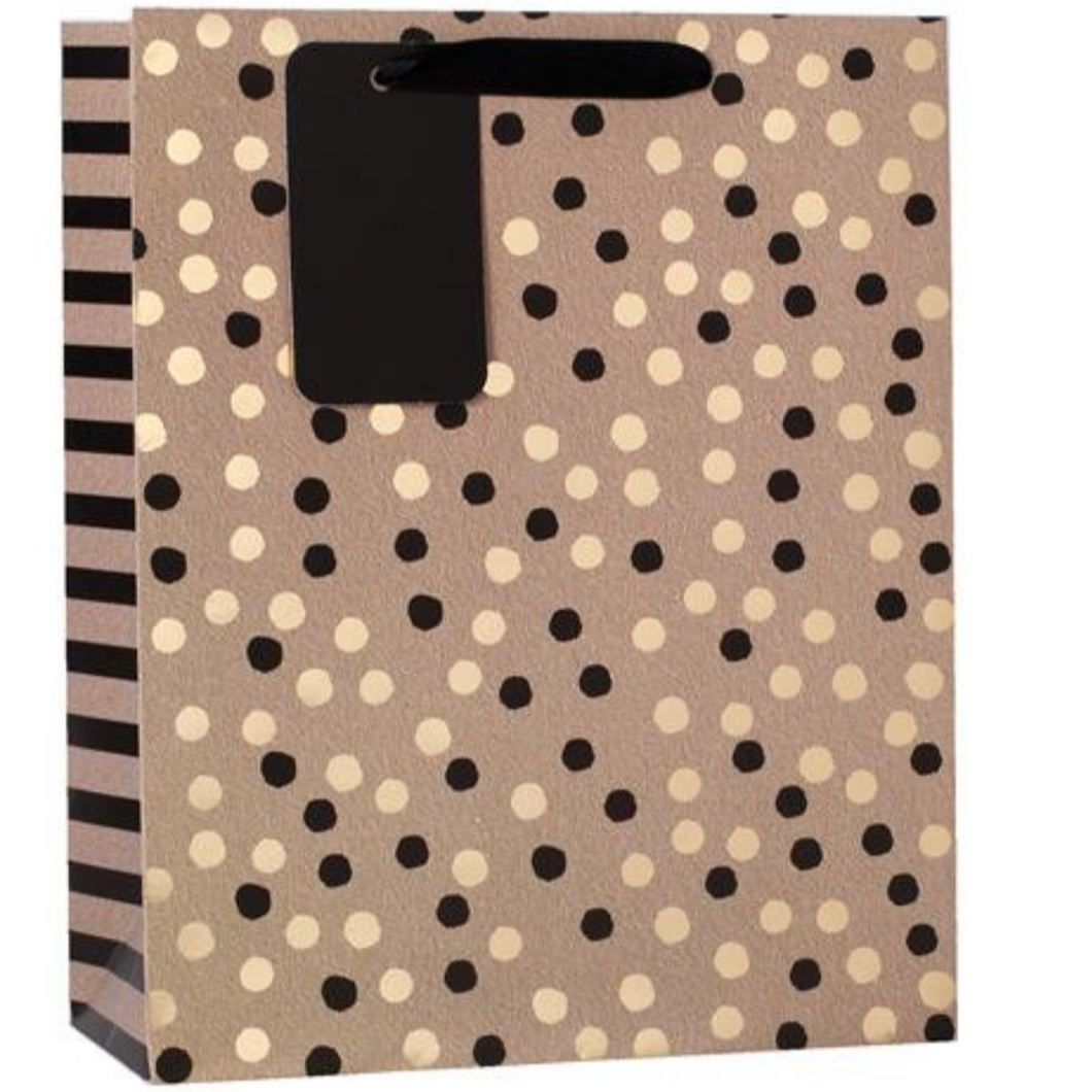 Medium Gift bag. Black Gold dot