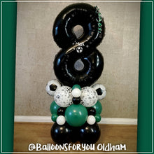 Load image into Gallery viewer, THEMED Number Stack - FOOTBALL BLACK with GREEN
