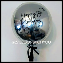 Load image into Gallery viewer, Orb Balloon 15&quot; Silver Mirror - Personalised STANDARD colour lettering
