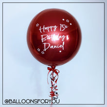 Load image into Gallery viewer, Orb Balloon 15&quot; Red - Personalised STANDARD colour lettering
