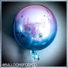 Load image into Gallery viewer, Orb Balloon 15&quot; Ombre Pink/Purple/Blue - Personalised STANDARD colour lettering
