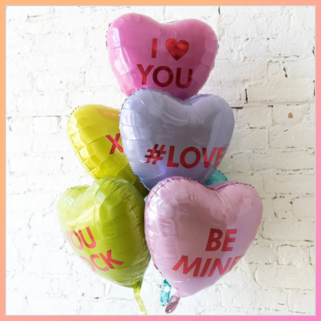 Valentine's Candy Hearts Bouquet (Six Printed 18