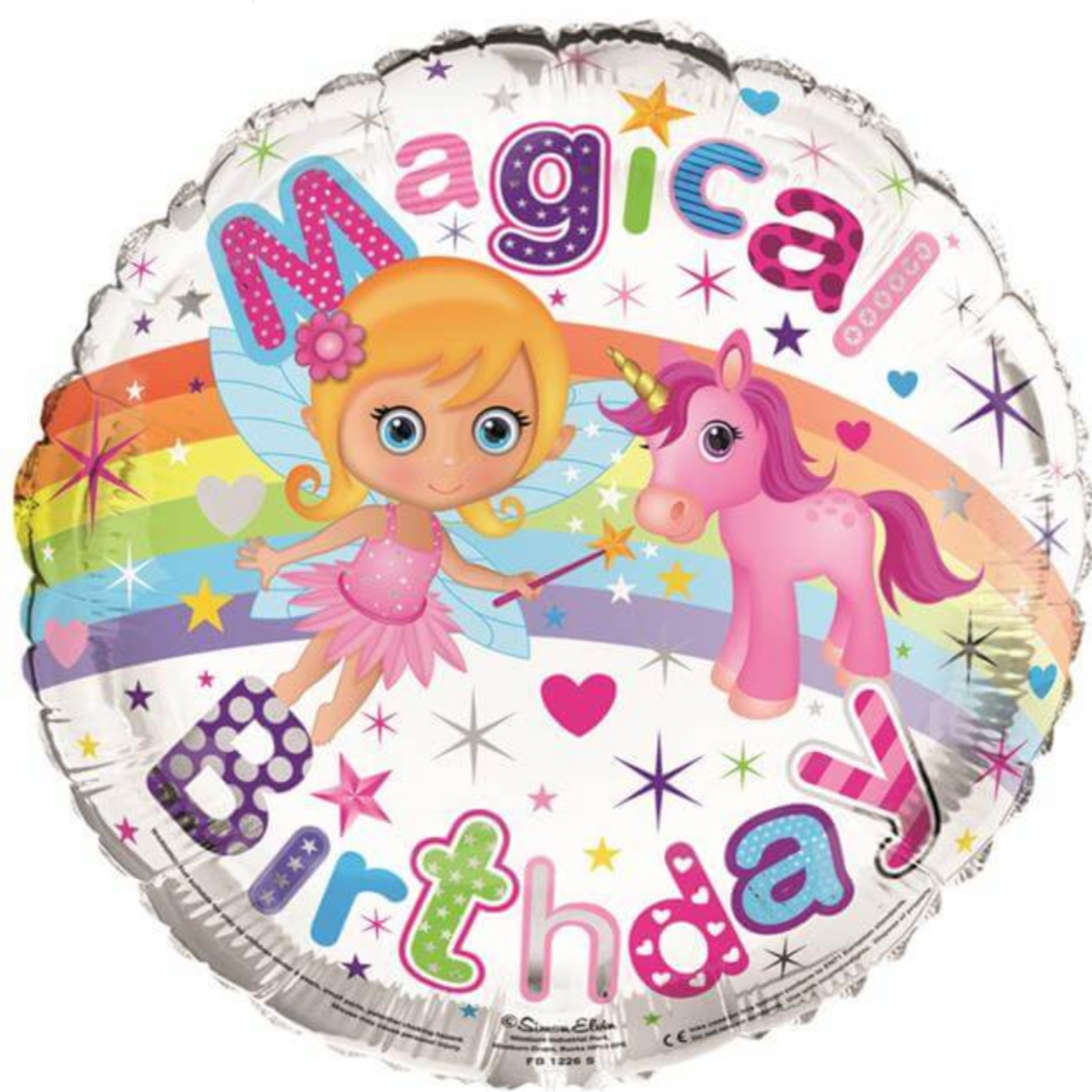 Happy Birthday Fairy Unicorn Foil Helium Balloon 18