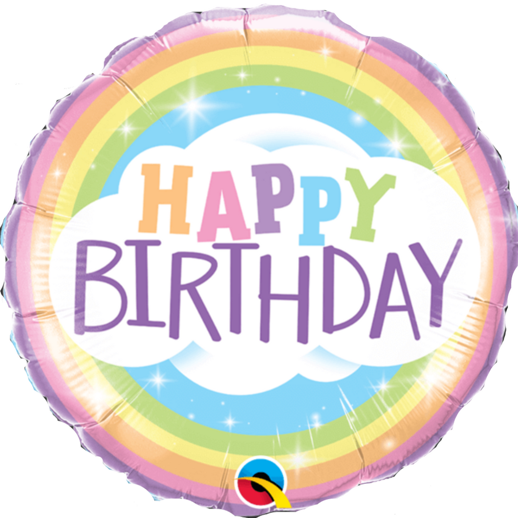 Happy Birthday Rainbow Cloud Foil Helium Balloon 18