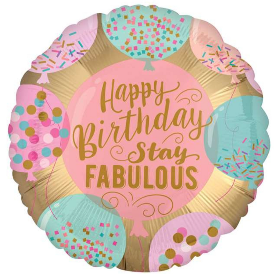 Happy Birthday 'Stay Fabulous' Foil Helium Balloon 18