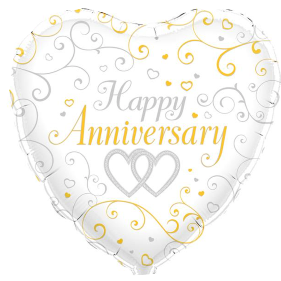 Happy Anniversary Heart Foil Helium Balloon 18