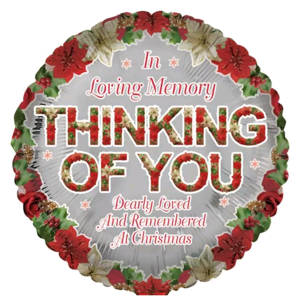 In Loving Memory 'Thinking of You' at Christmas Foil Helium Balloon 18